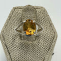 Sterling Silver Round Citrine Geometric Frame Ring – Size 6 – Abundance, Clarity & Personal Power | Rings | Wiccan Center