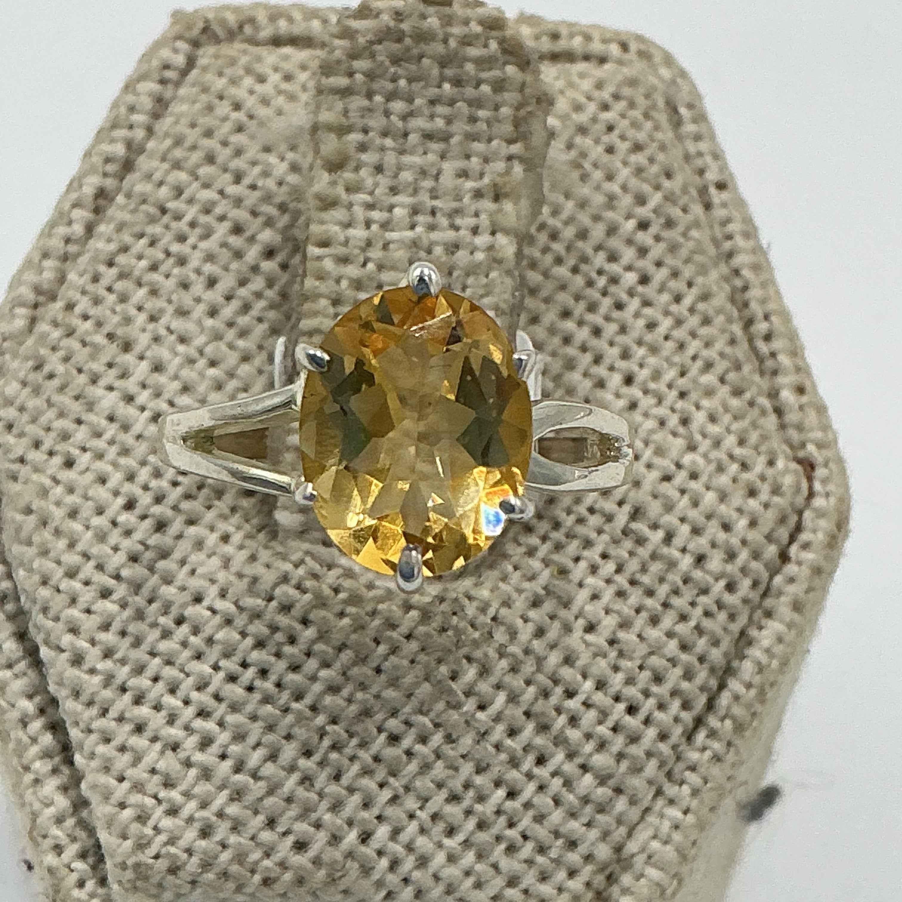 Sterling Silver Oval Citrine Classic Prong Ring – Size 6 – Abundance, Confidence & Success | Rings | Wiccan Center