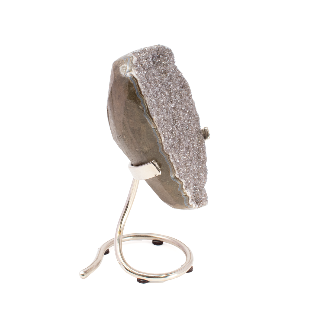 Druzy Specimen On Fitted Stand - Light Gray Purple With Stalactite Ridge And Nub | Crystals & Minerals > Specimens | Wiccan Center