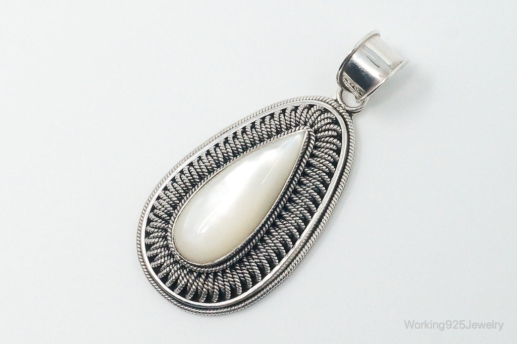 Designer BA Suarti Large Mother Of Pearl Sterling Silver Necklace Pendant | Jewelry > Necklaces > Pendants | Wiccan Center