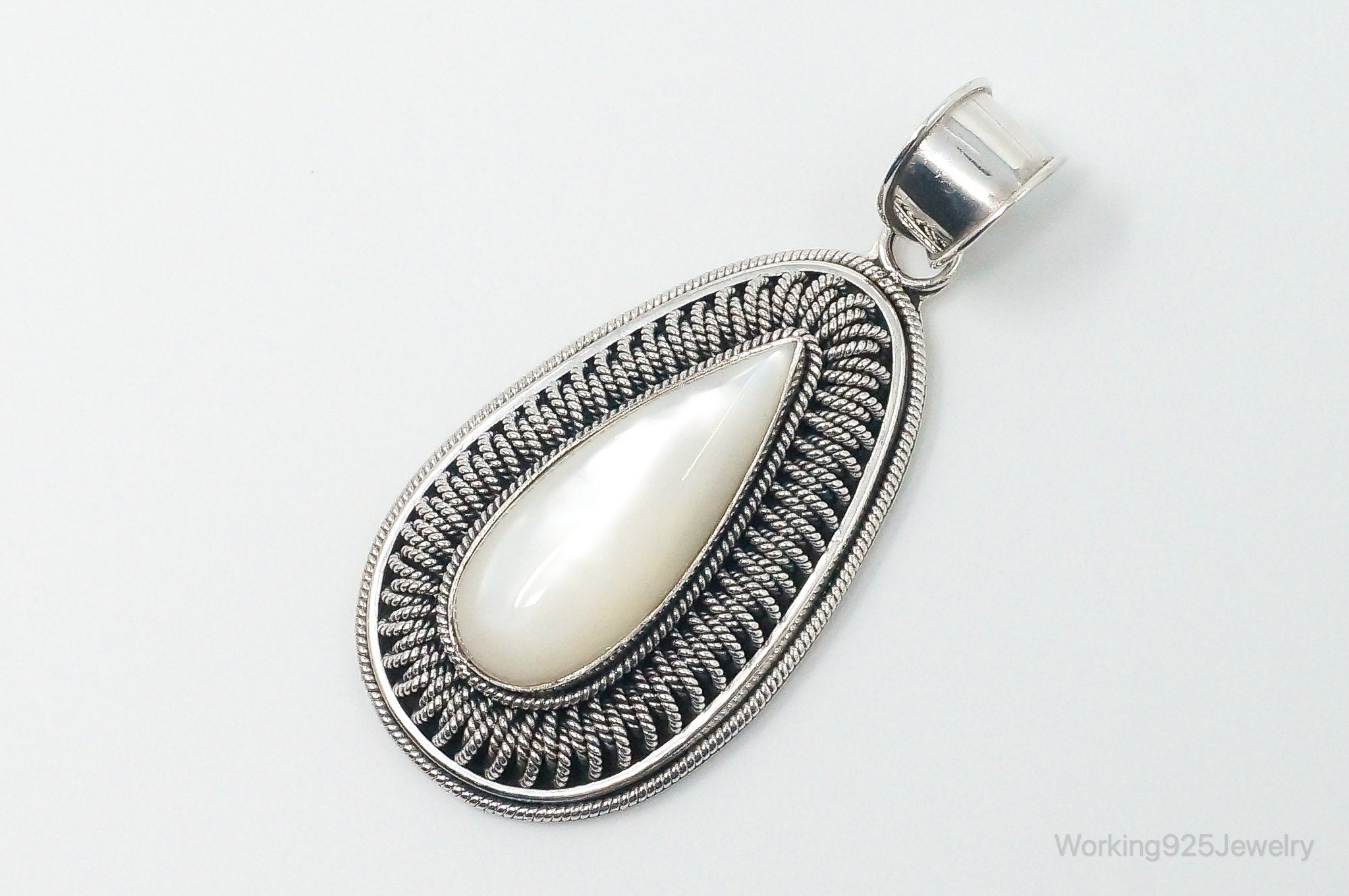 Designer BA Suarti Large Mother Of Pearl Sterling Silver Necklace Pendant | Jewelry > Necklaces > Pendants | Wiccan Center