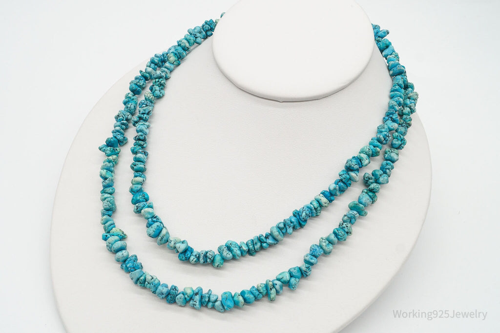 Long Vintage Southwestern Turquoise Nugget Beads String Necklace 36" | Jewelry > Necklaces > Pendants | Wiccan Center