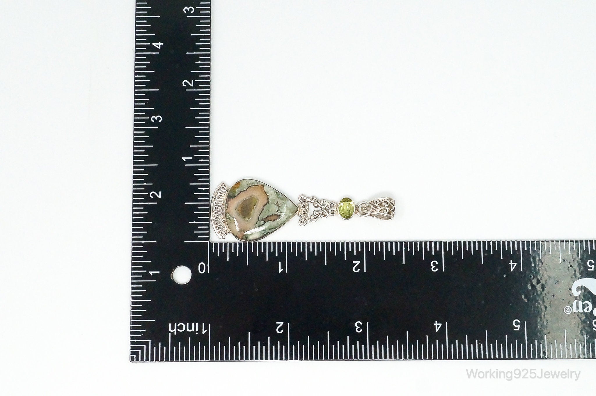 Vintage Large Jasper Peridot Sterling Silver Necklace Pendant | Jewelry > Necklaces > Pendants | Wiccan Center