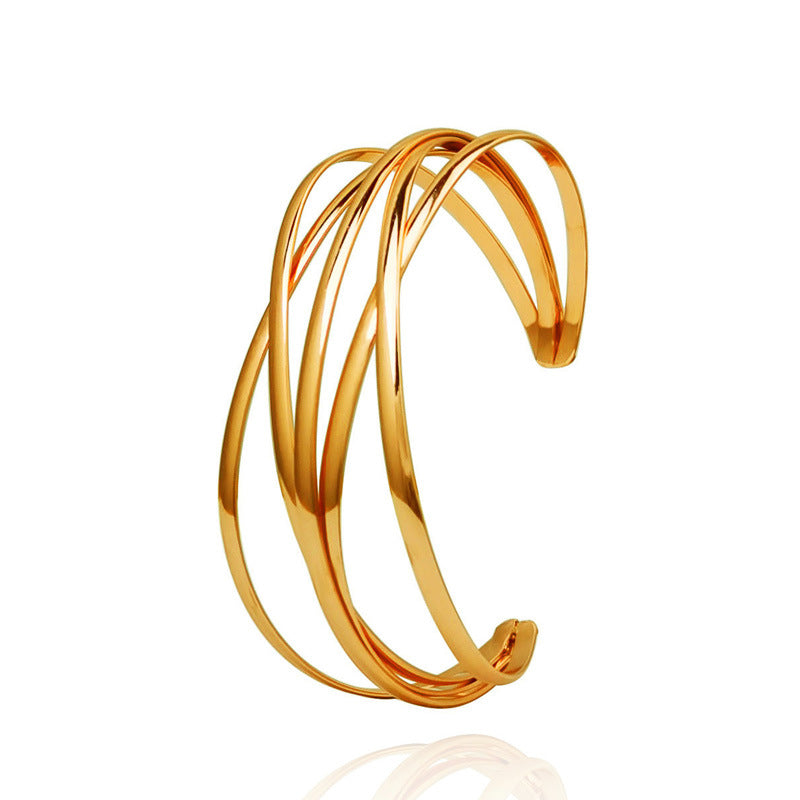Exaggerated Personalized Cross Metal Double Snake Head Armband Bracelet