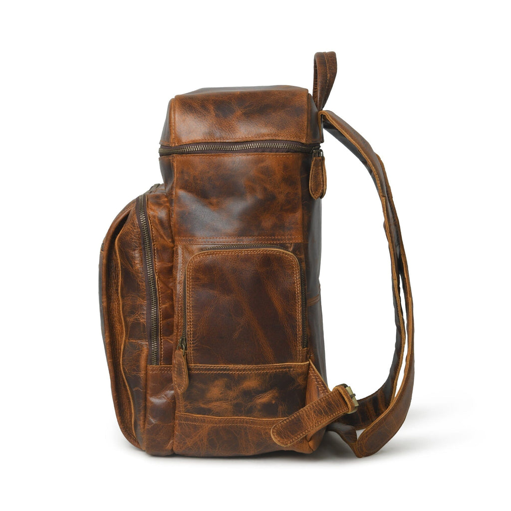 Alpha Caramel Buffalo Leather Travel Backpack | Backpacks | Wiccan Center