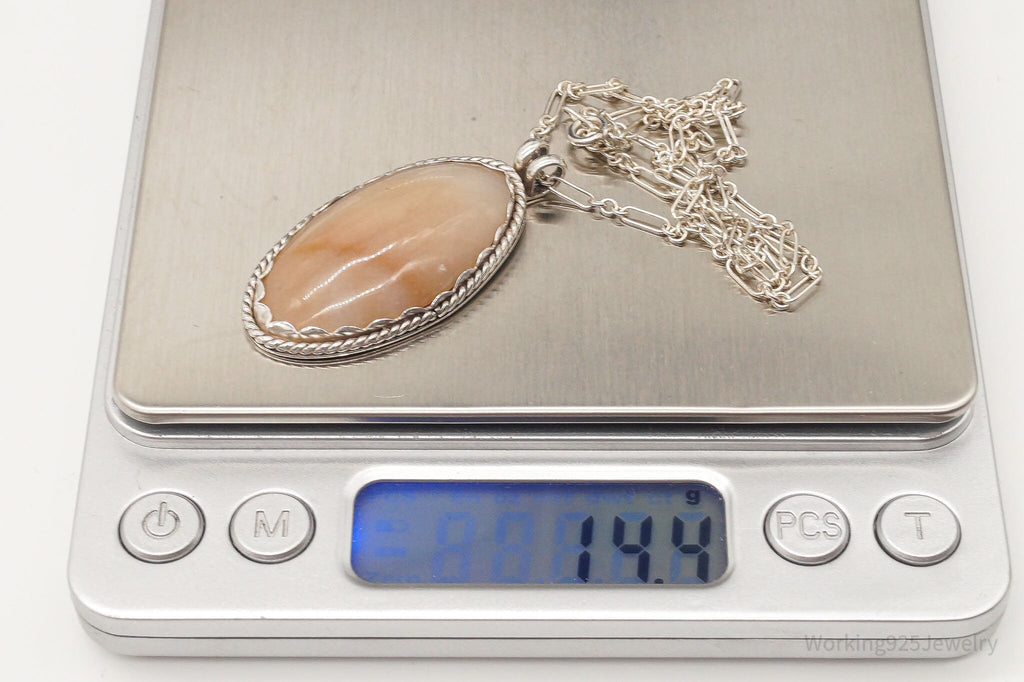 Antique Large Agate Sterling Silver Necklace | Jewelry > Necklaces > Pendants | Wiccan Center