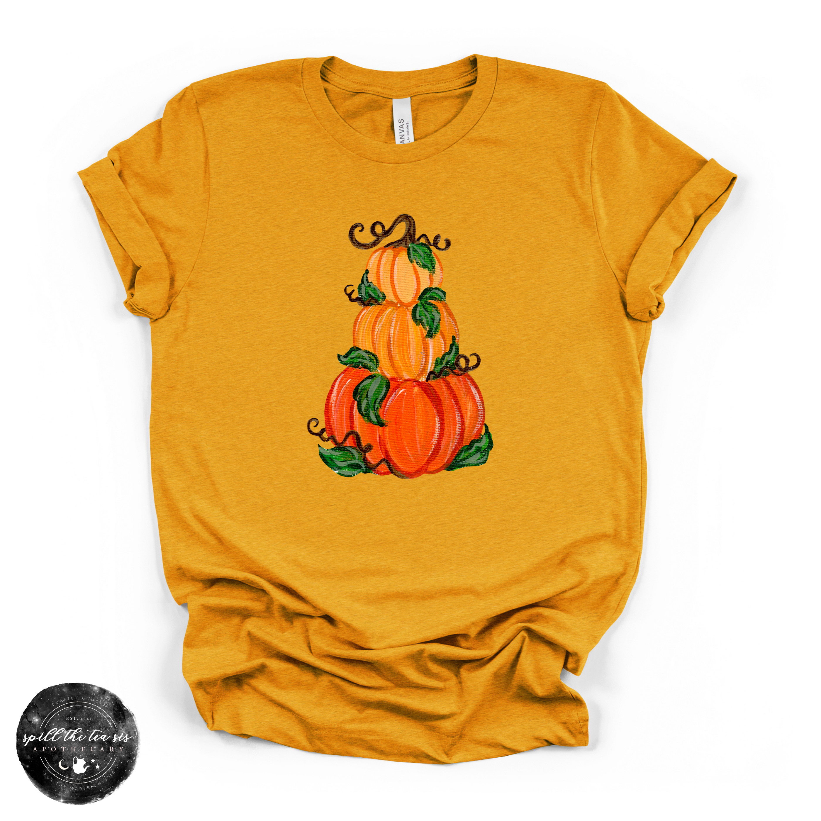 Pumpkin Trio Stack Tee | Vintage Autumn Pumpkin Graphic T-Shirt | | Wiccan Center