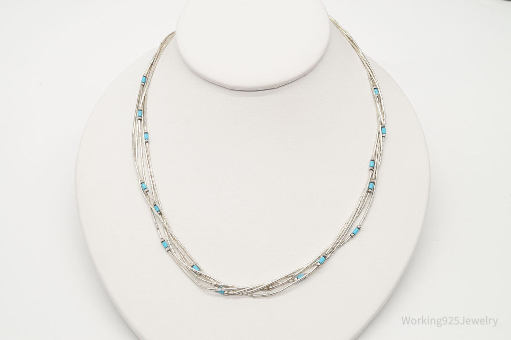 Vintage Native American Blue Turquoise Sterling Silver Bead Necklace | Jewelry > Necklaces | Wiccan Center