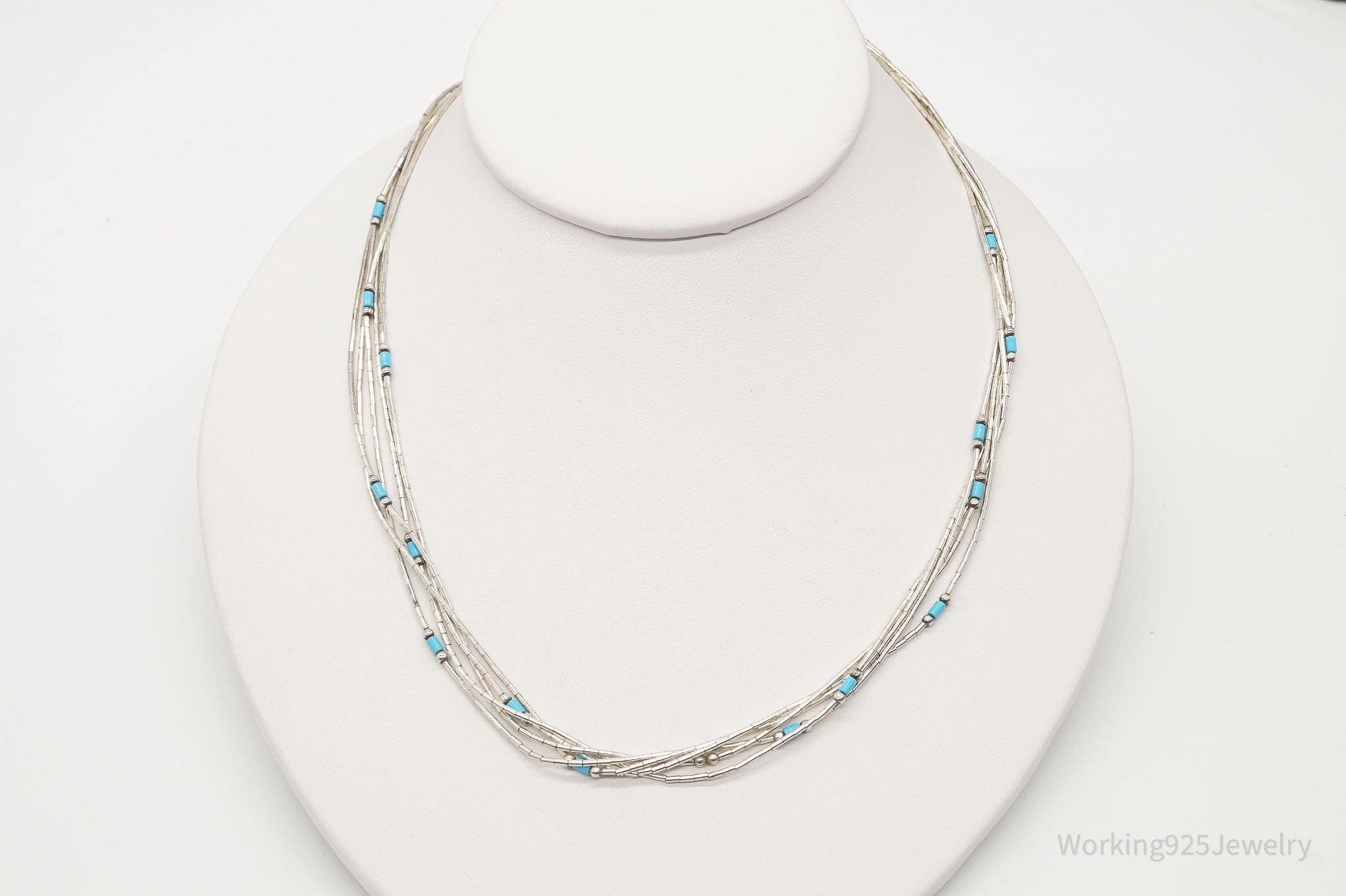 Vintage Native American Blue Turquoise Sterling Silver Bead Necklace | Jewelry > Necklaces | Wiccan Center