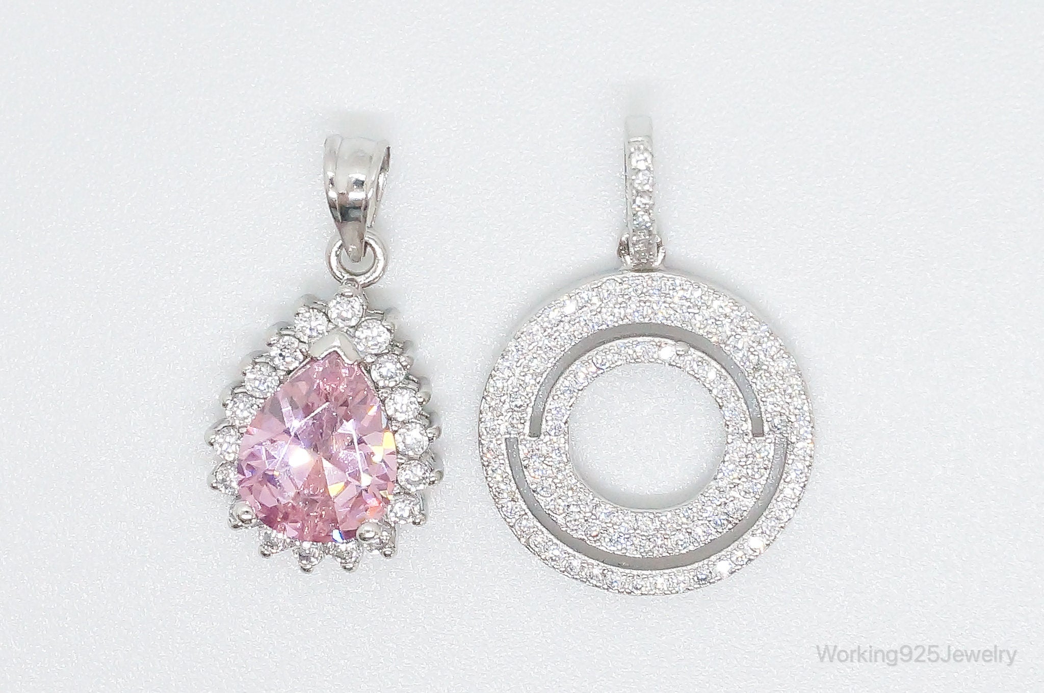 Vintage Pink Topaz Cubic Zirconia Sterling Silver Necklace Pendants | Jewelry > Necklaces > Pendants | Wiccan Center