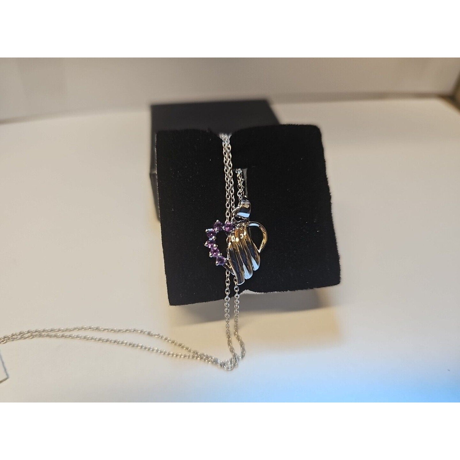 Amethyst Heart Pendant Necklace — 18-inch Sterling Silver Chain | CrystalCloud Company