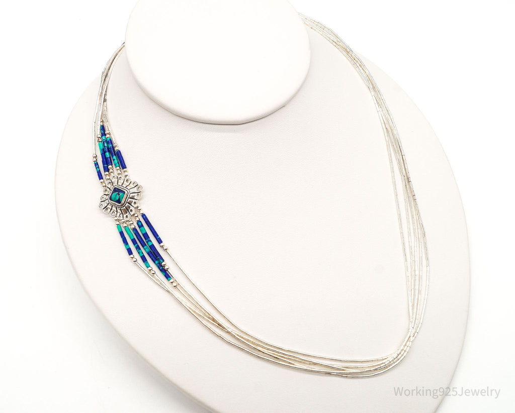 Vintage Native American Azurite Bead Concho Sterling Silver Chain Necklace | Jewelry > Necklaces | Wiccan Center