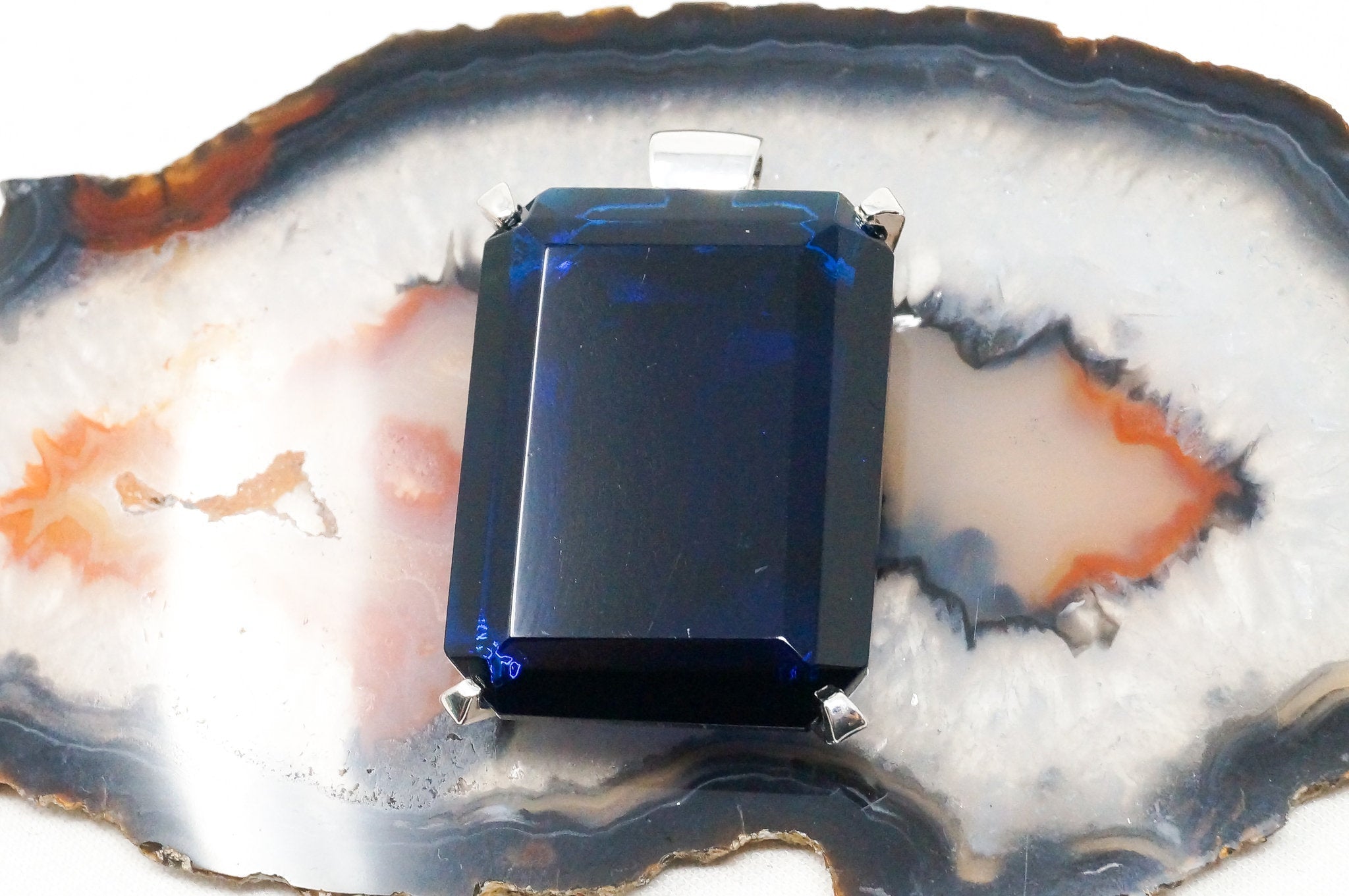 Vintage Large Designer Kendra Scott Glass Sterling Silver Necklace Pendant | Jewelry > Necklaces > Pendants | Wiccan Center