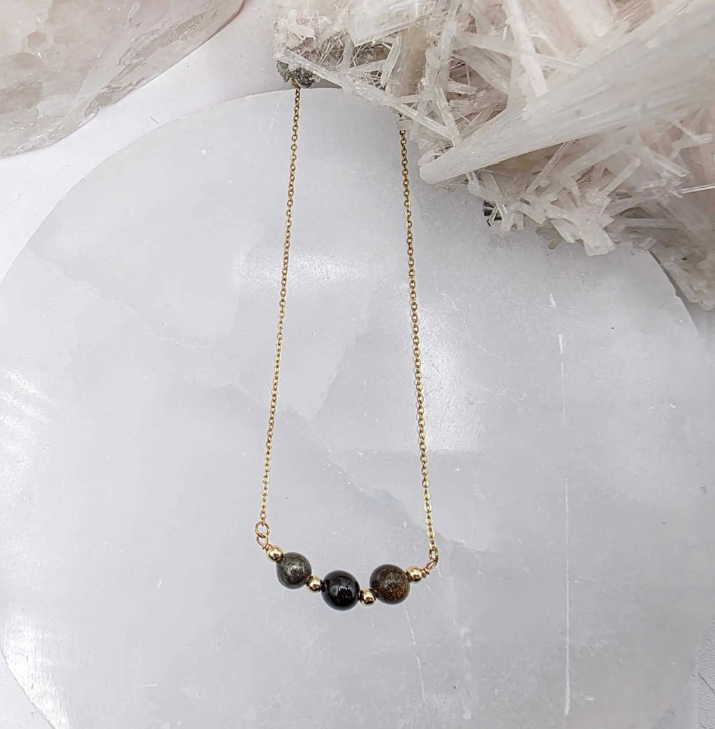 STAY IN MY POWER - Pyrite, Bronzite, Garnet Jewelry Set | Jewelry Set | Wiccan Center