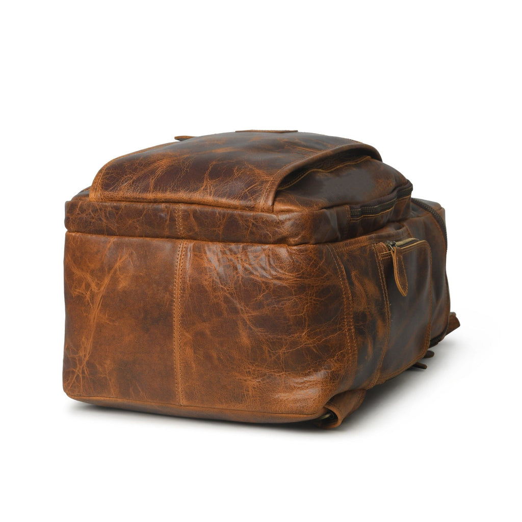 Alpha Caramel Buffalo Leather Travel Backpack | Backpacks | Wiccan Center