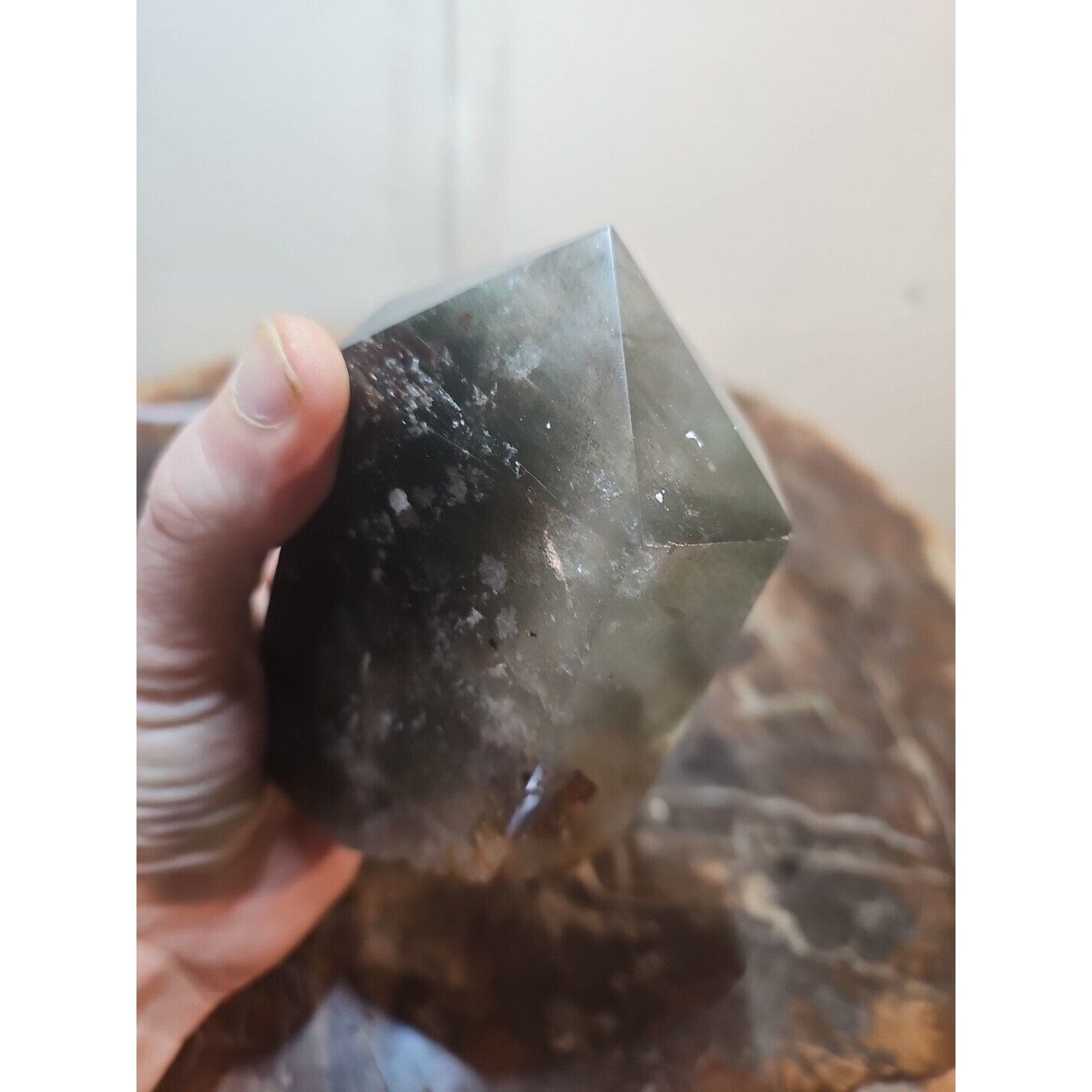 Green Ghost Phantom Quartz Crystal Obelisk — 1.73 lbs, Madagascar | CrystalCloud Company | Crystal Points & Towers | Wiccan Center