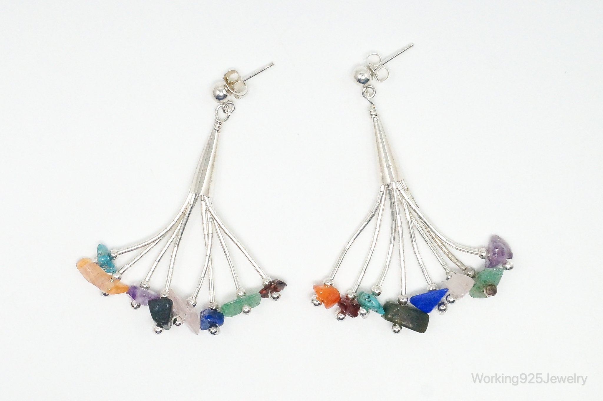 Vintage Designer CJC Multi Gem Sterling Silver Earrings | Jewelry > Earrings | Wiccan Center