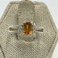 Sterling Silver Emerald Cut Citrine Accent Bar Ring – Size 7 – Abundance, Confidence & Success | Rings | Wiccan Center