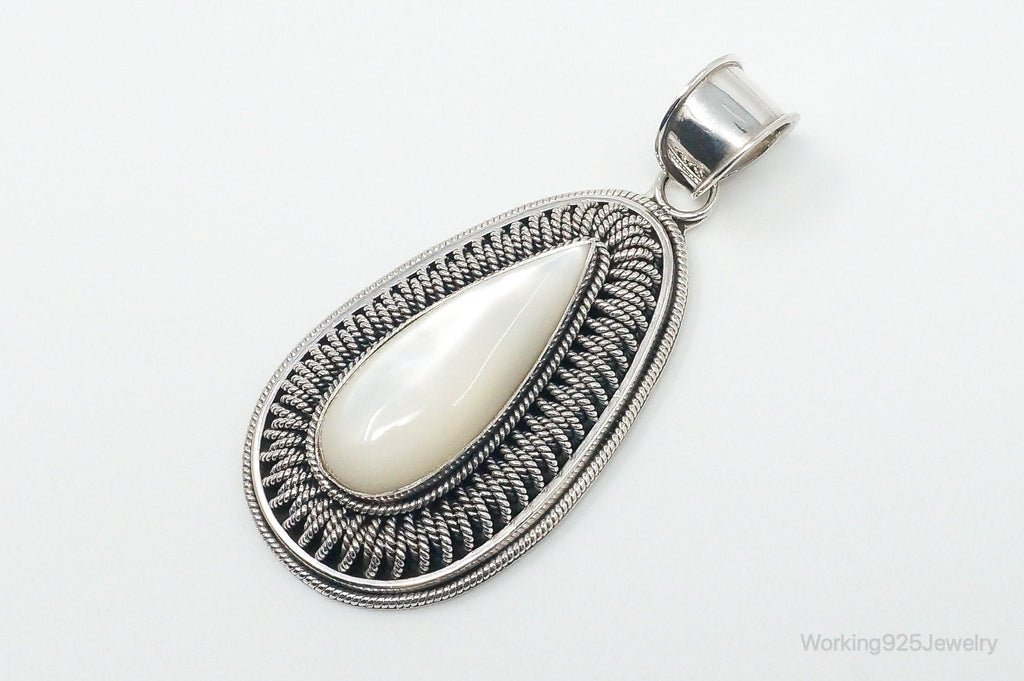 Designer BA Suarti Large Mother Of Pearl Sterling Silver Necklace Pendant | Jewelry > Necklaces > Pendants | Wiccan Center