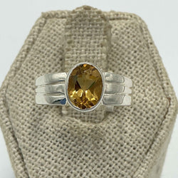 Sterling Silver Round Citrine Triple Band Ring – Size 7 – Abundance, Confidence & Balance | Rings | Wiccan Center