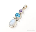 Large Vintage Blue Topaz Amethyst Moonstone Sterling Silver Pendant | Jewelry > Necklaces > Pendants | Wiccan Center