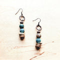 Frosted African Turquoise and Wood Earrings (220d) | Earrings | Wiccan Center
