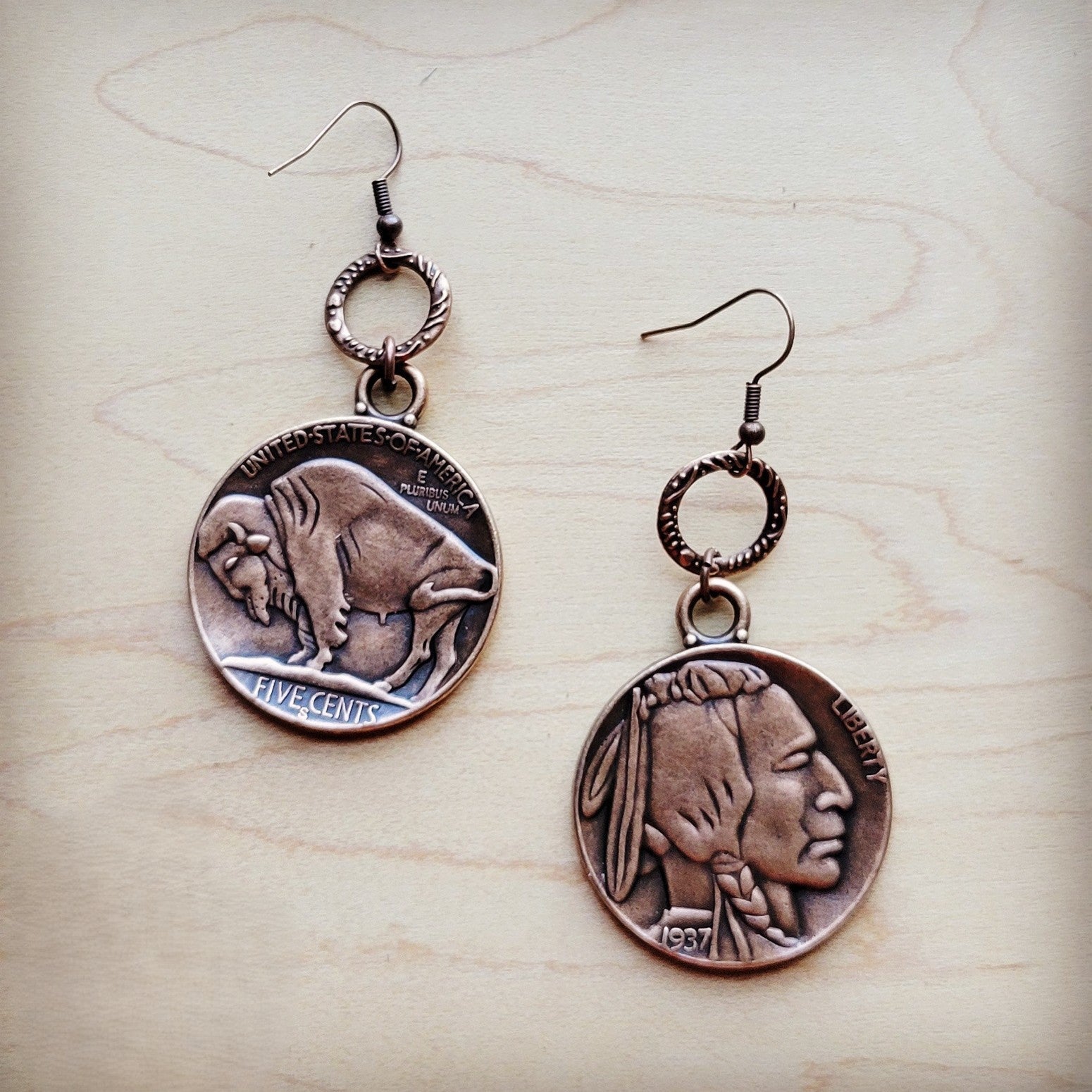 Copper Indian Buffalo Head Earrings 221e | Earrings | Wiccan Center