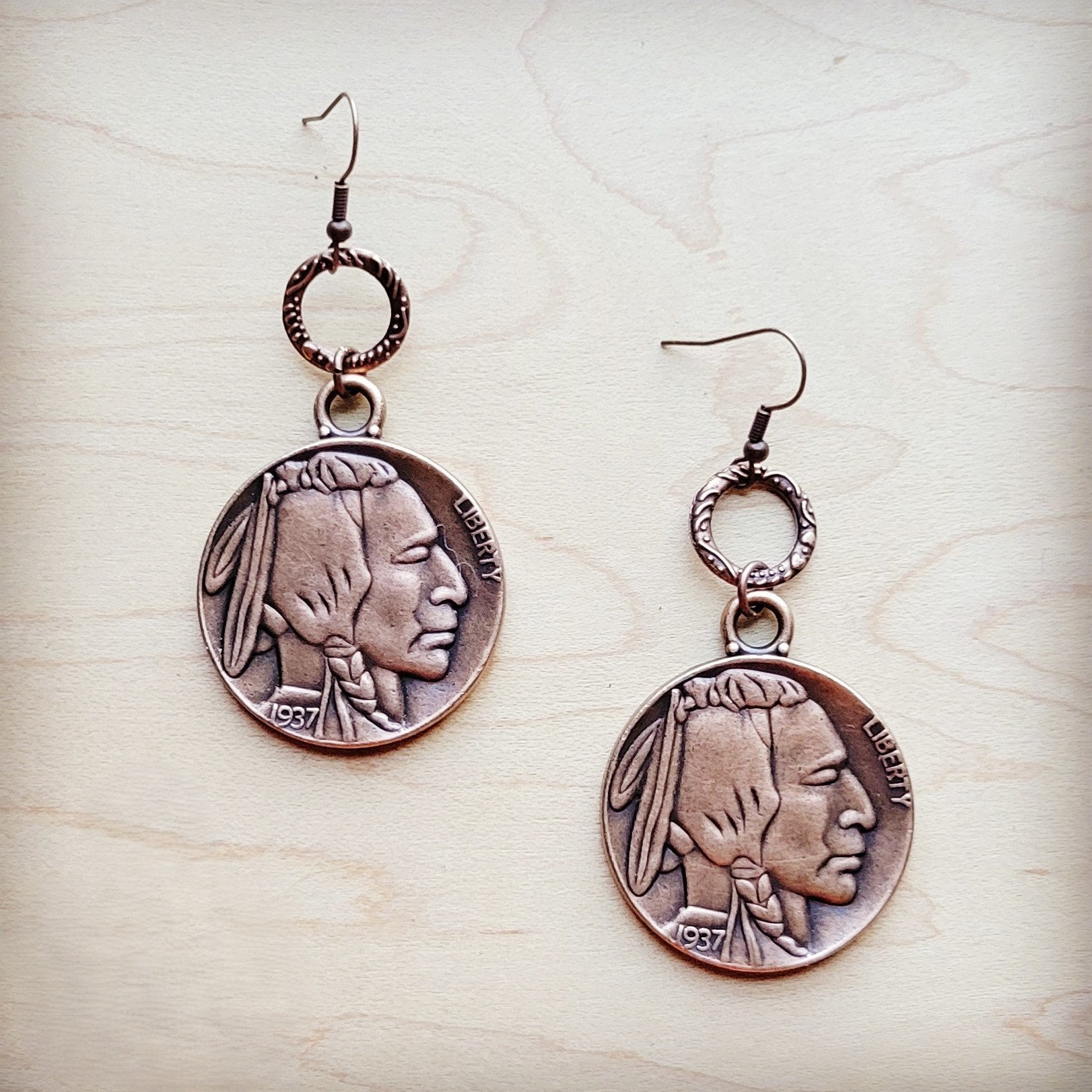 Copper Indian Buffalo Head Earrings 221e | Earrings | Wiccan Center