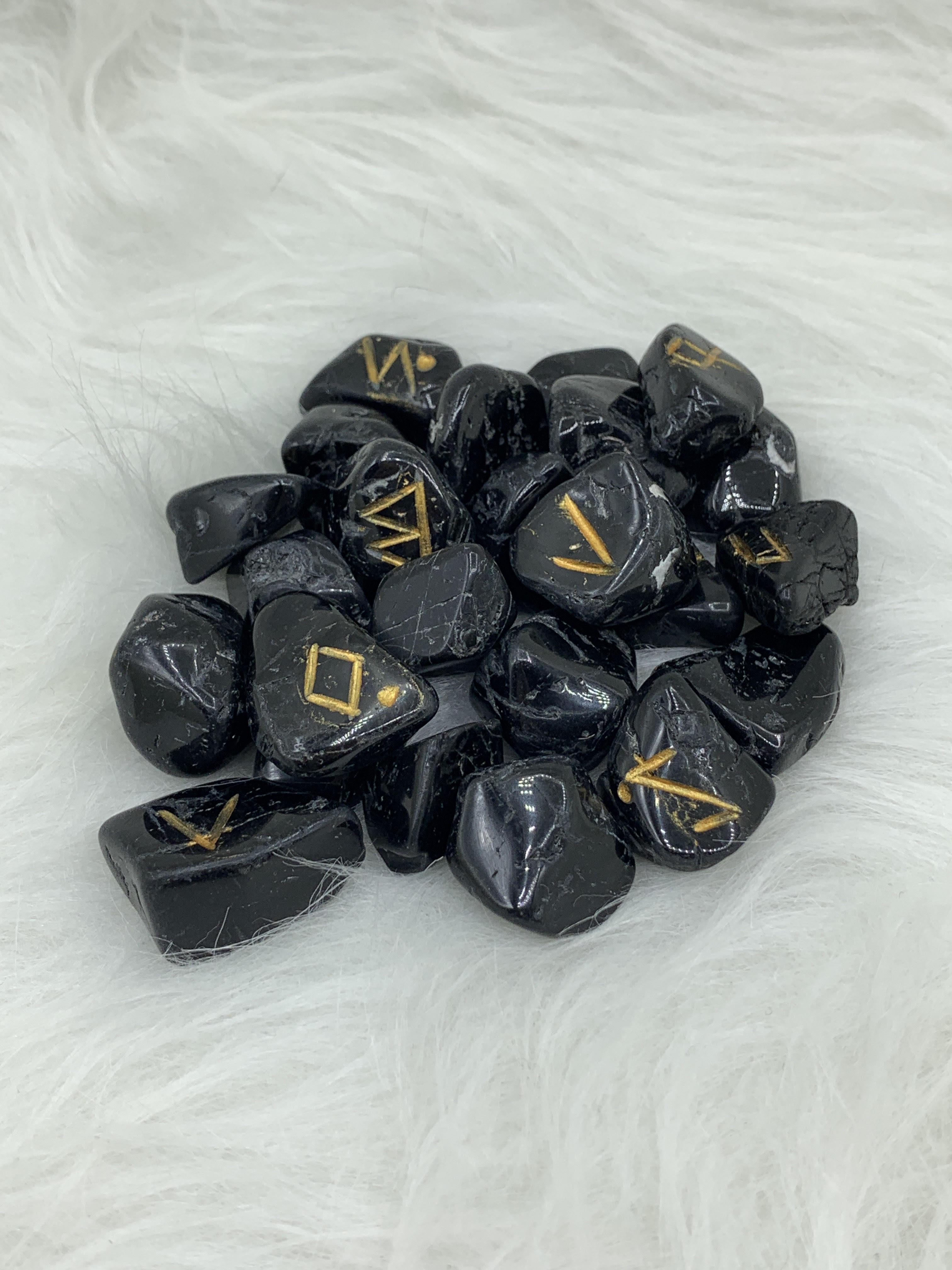 Black Tourmaline Rune Set | Ritual | Wiccan Center