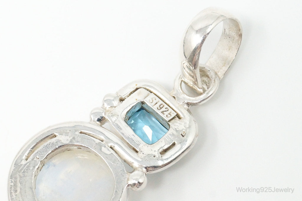Large Designer SAJEN Blue Topaz Moonstone Sterling Necklace Pendant | Jewelry > Necklaces > Pendants | Wiccan Center