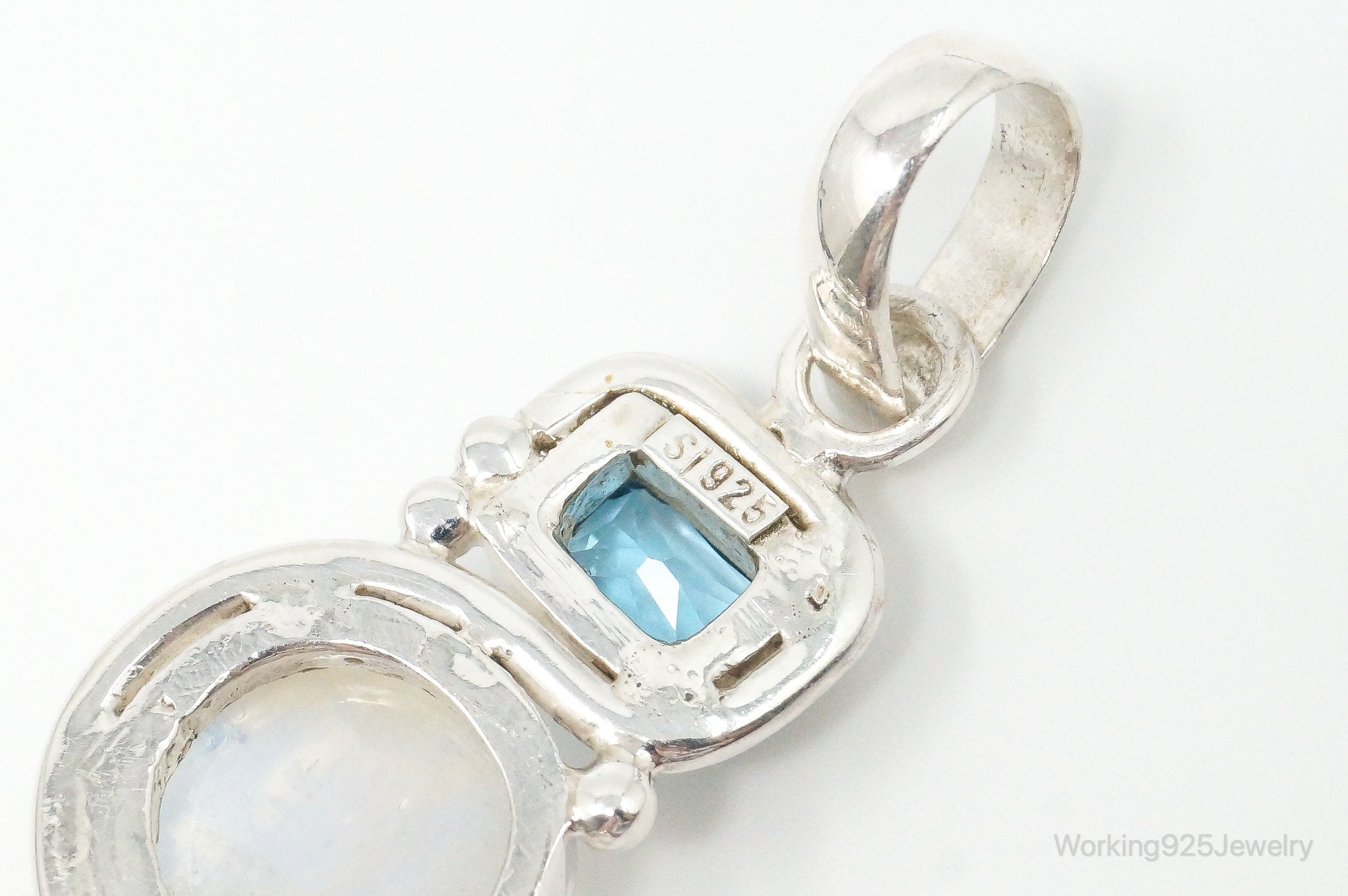 Large Designer SAJEN Blue Topaz Moonstone Sterling Necklace Pendant | Jewelry > Necklaces > Pendants | Wiccan Center