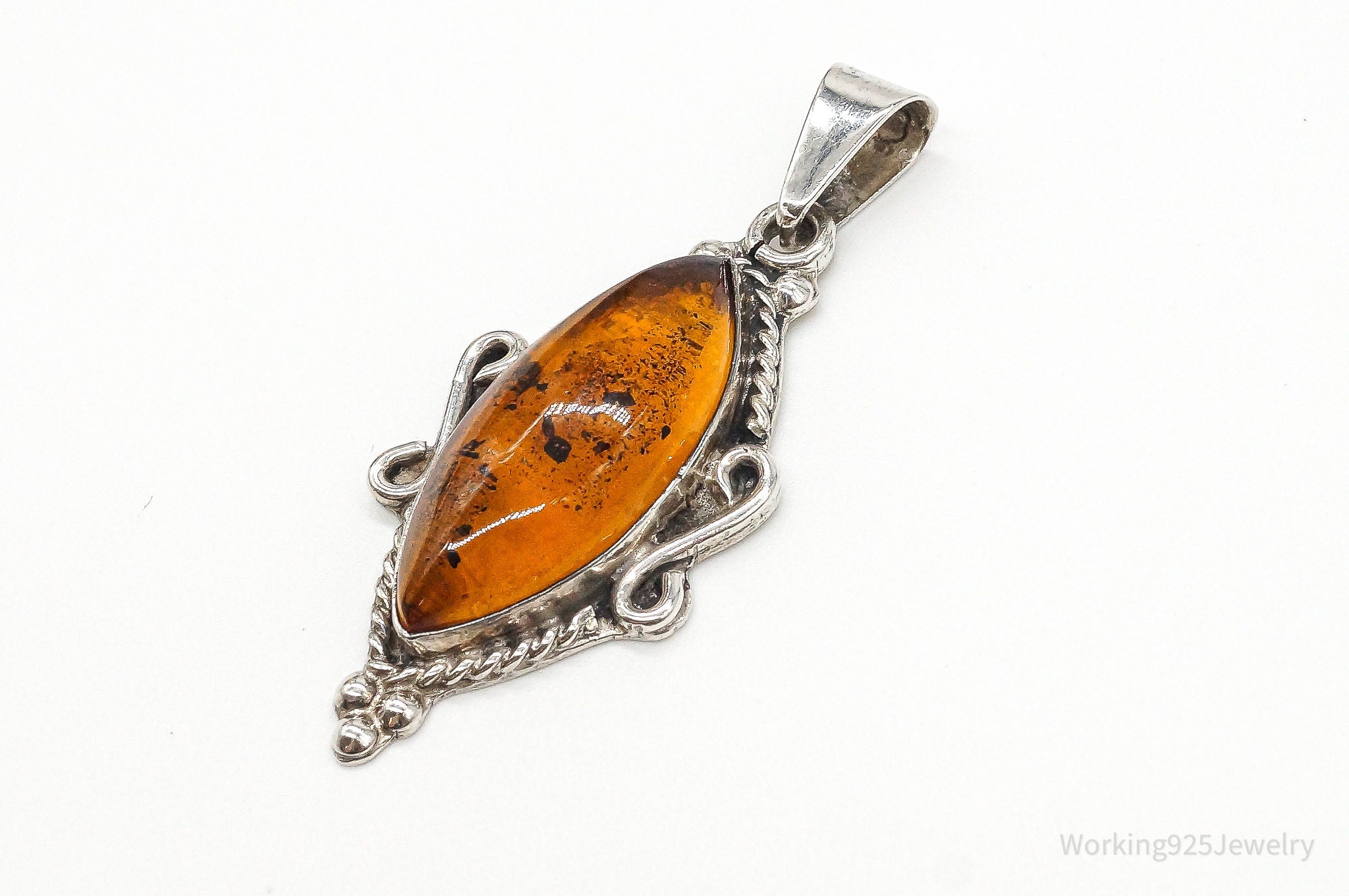 Large Vintage Baltic Amber Sterling Silver Necklace Pendant | Jewelry > Necklaces > Pendants | Wiccan Center