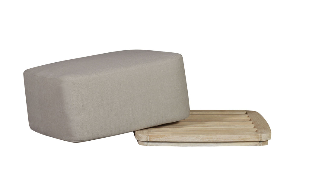 Eclipse Outdoor Solid Teak Wood Ottoman Natural Look - Gray Fabric | | Wiccan Center