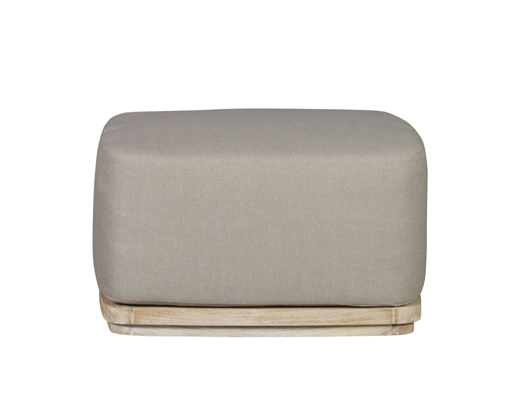 Eclipse Outdoor Solid Teak Wood Ottoman Natural Look - Gray Fabric | | Wiccan Center