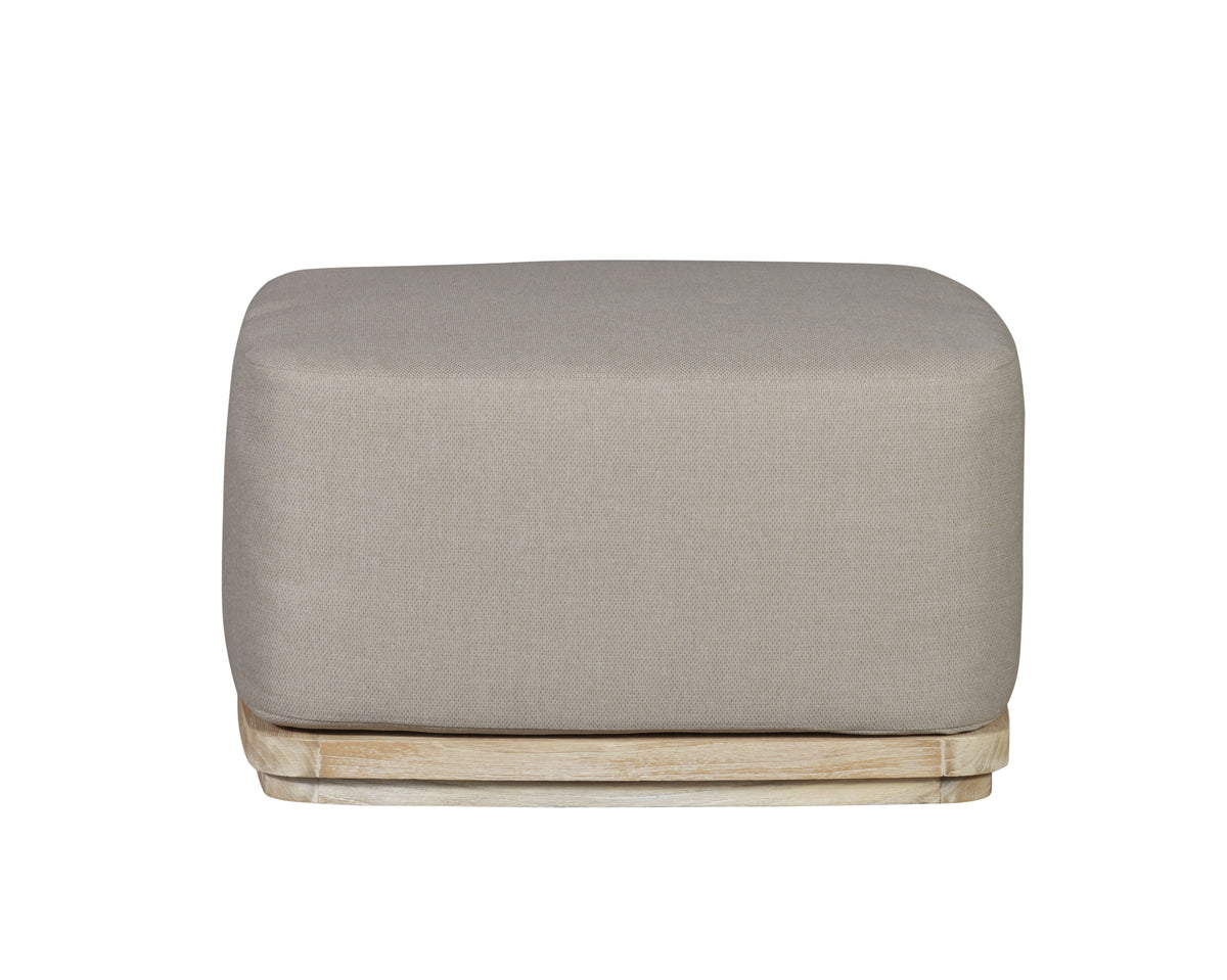 Eclipse Outdoor Solid Teak Wood Ottoman Natural Look - Gray Fabric | | Wiccan Center