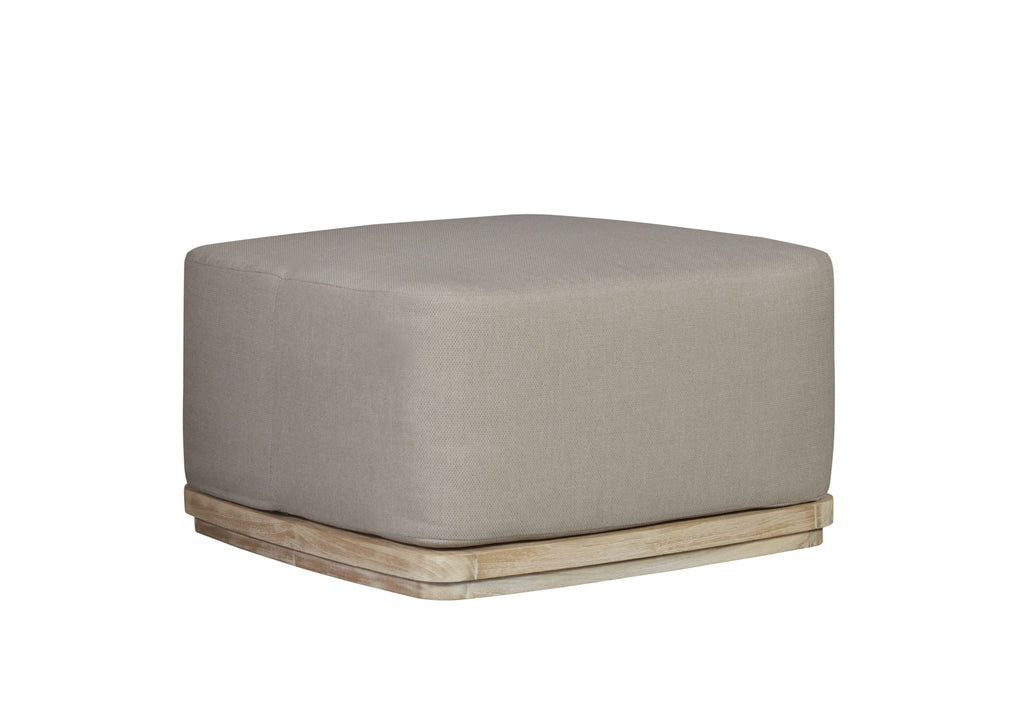 Eclipse Outdoor Solid Teak Wood Ottoman Natural Look - Gray Fabric | | Wiccan Center