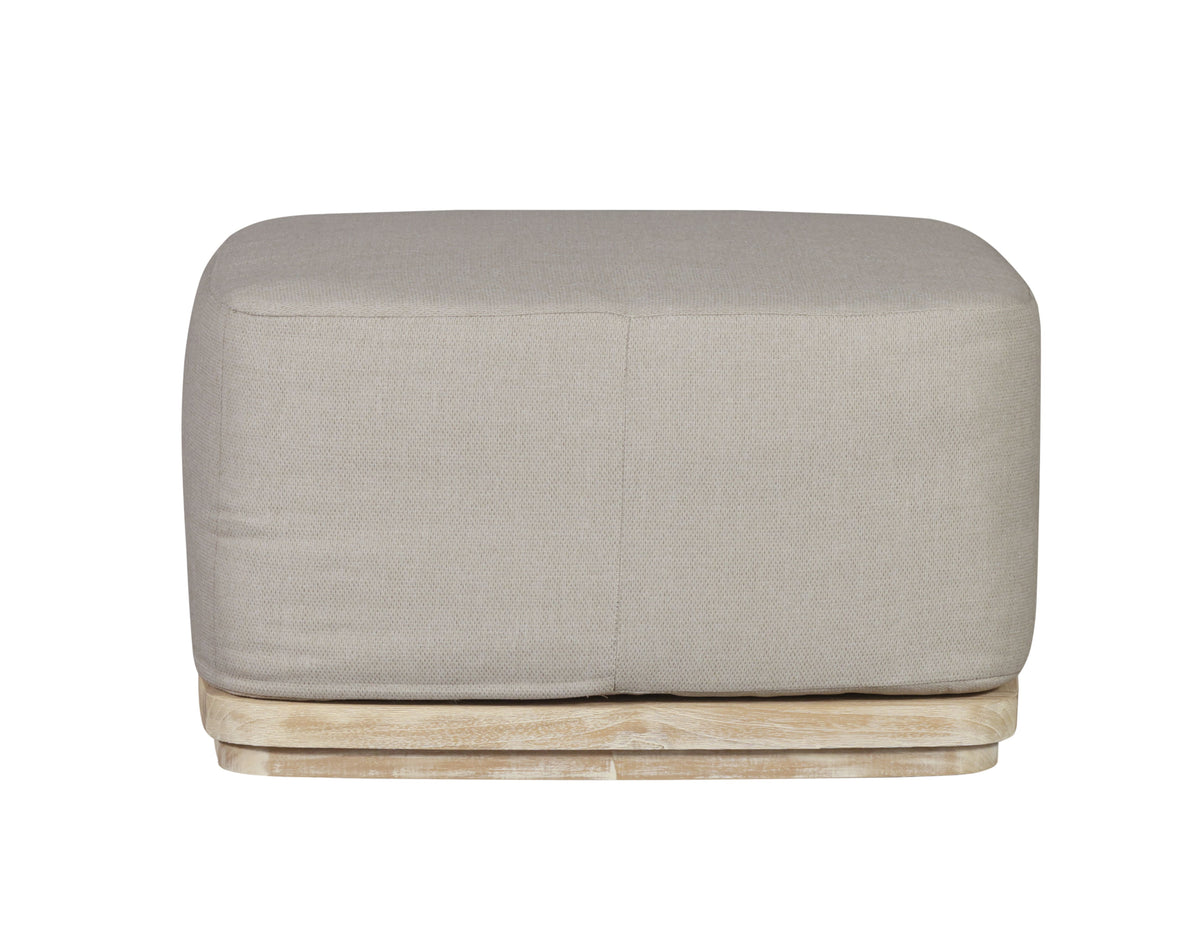 Eclipse Outdoor Solid Teak Wood Ottoman Natural Look - Gray Fabric | | Wiccan Center