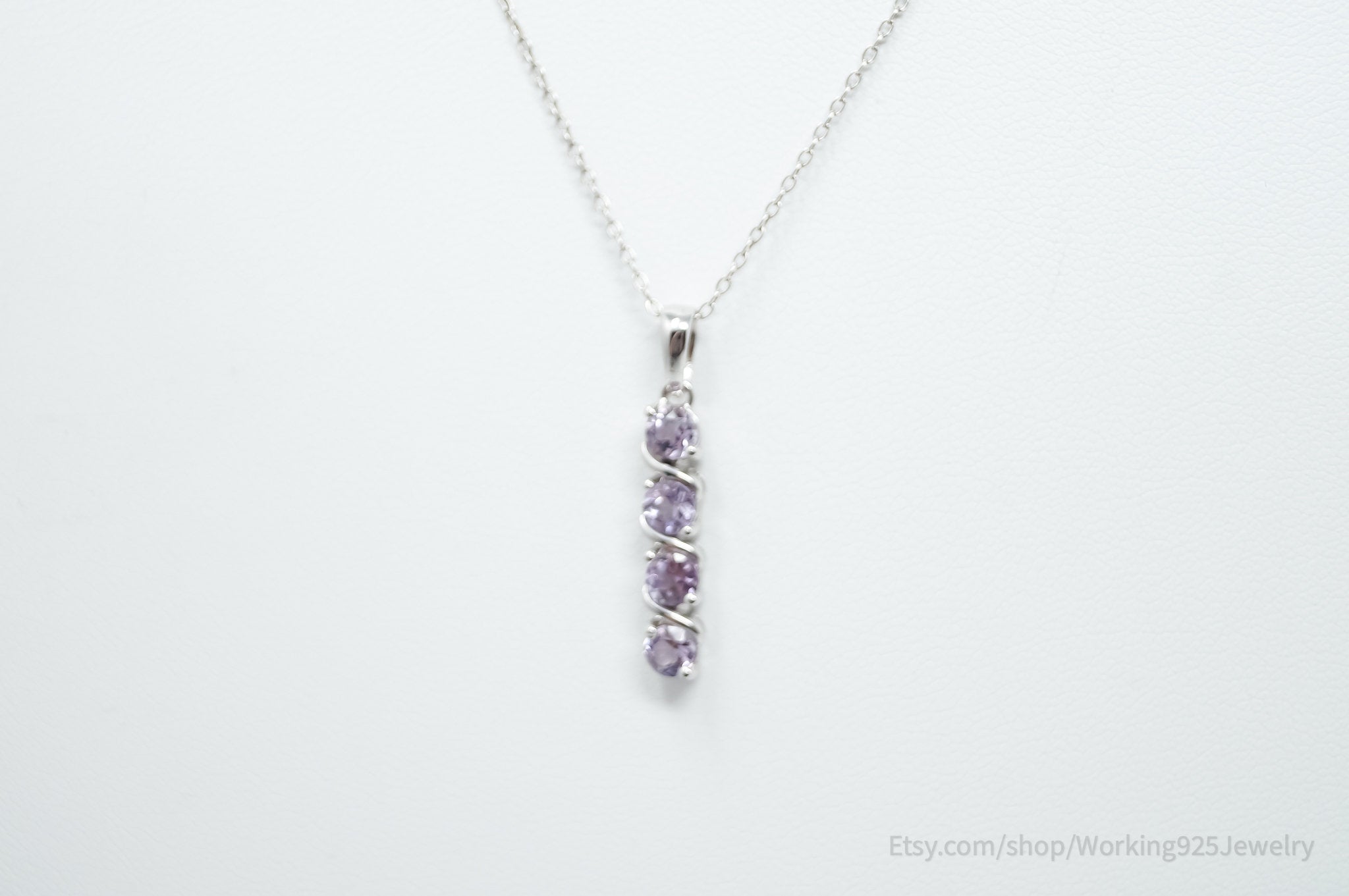 Vintage Amethyst Art Deco Sterling Silver Long Chain Necklace | Jewelry > Necklaces > Pendants | Wiccan Center
