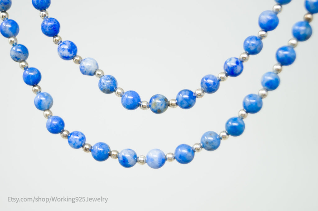 Vtg Designer Carolyn Pollack Relios Lapis Lazuli Bead Sterling Silver Necklace | Jewelry > Necklaces | Wiccan Center