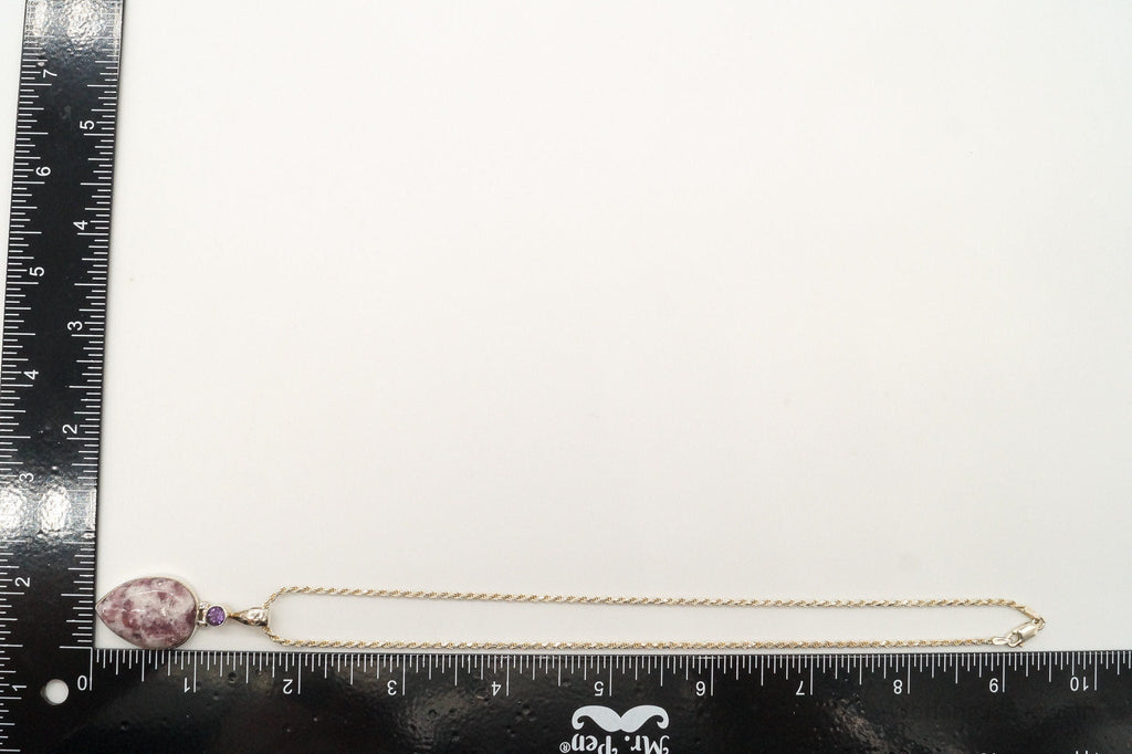 Vintage Designer TGGC Lepidolite Amethyst Sterling Silver Necklace | Jewelry > Necklaces > Pendants | Wiccan Center