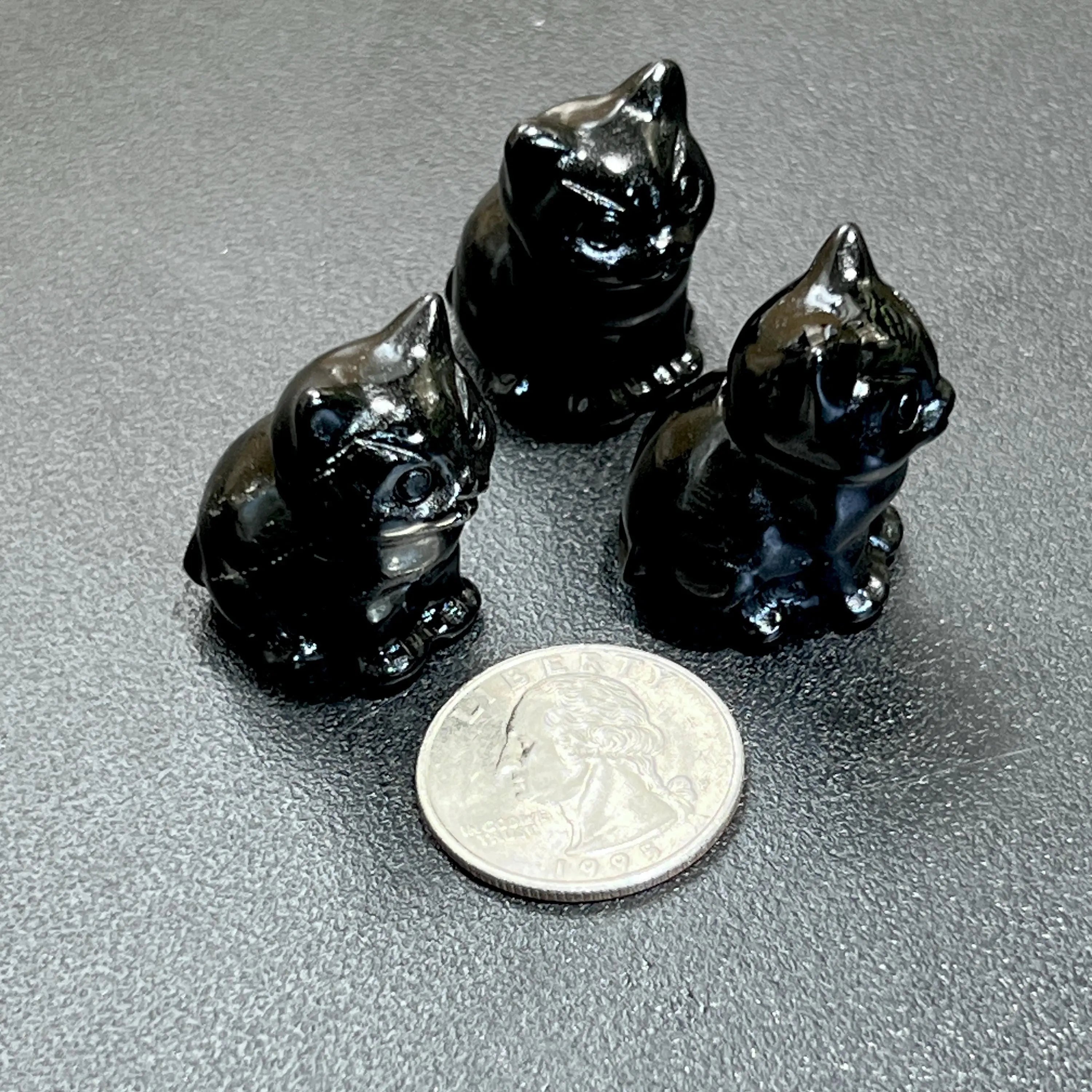 Small Black Obsidian Cat Kitten Carving Wholesale | Home & Living > Home Decor > Home Accents > Rocks & Geodes | Wiccan Center