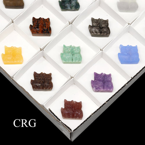 24 Piece Flat - Assorted Gemstone Bowtie Cats | Mix Gemstones | Wiccan Center