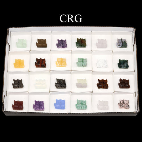 24 Piece Flat - Assorted Gemstone Bowtie Cats | Mix Gemstones | Wiccan Center