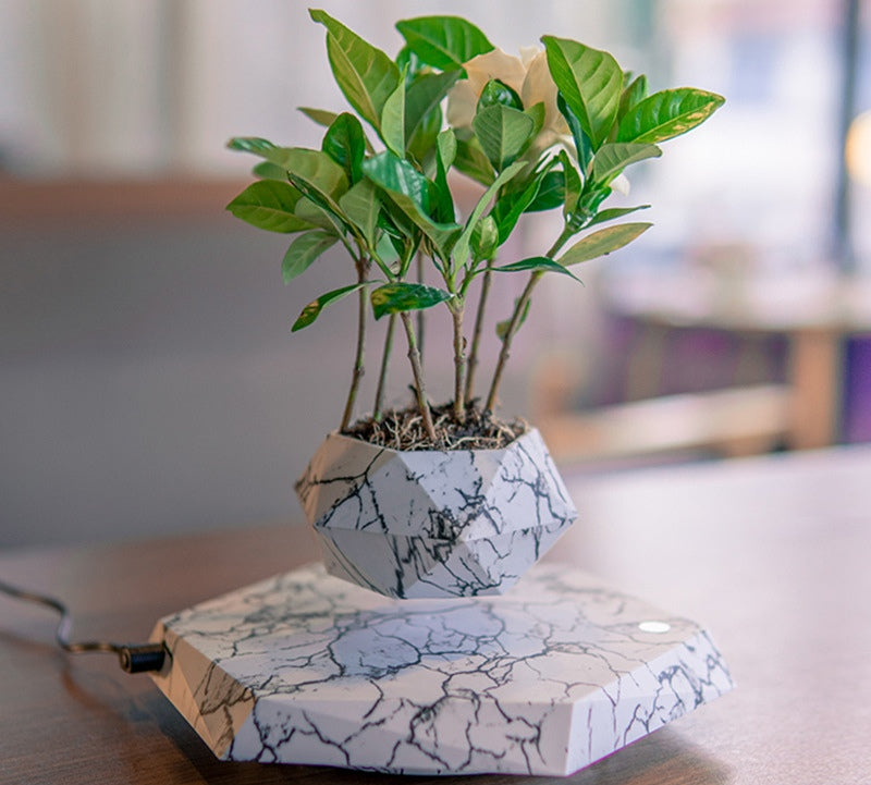 Levitating Plant Pot Marble Color Floating Planter Magnetic Levitation Bonsai Pot Office Home Decoration Kids Birthday Gift Home Decor | 0 | Wiccan Center