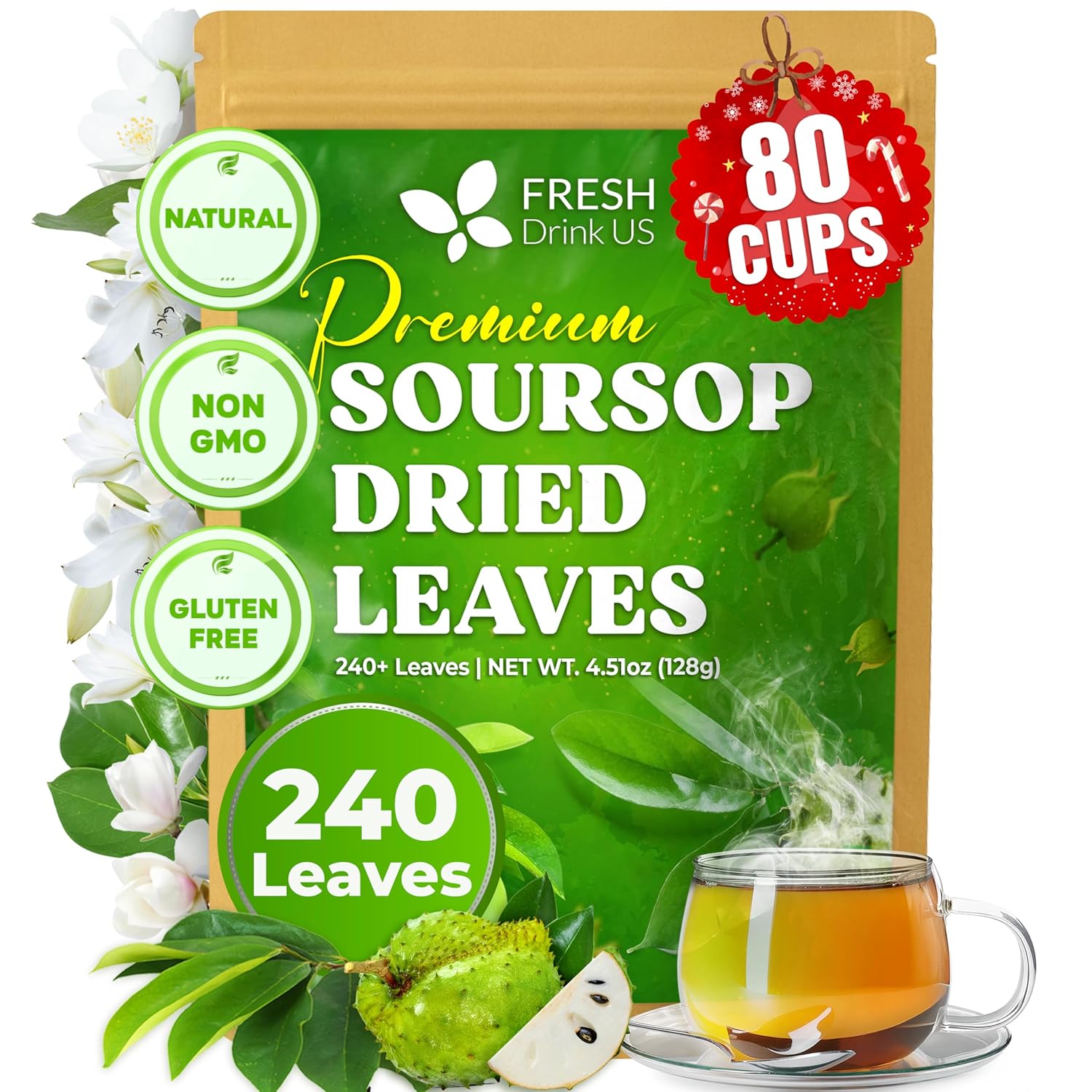40 Premium Soursop Graviola Leaf Tea Bags, 100% Natural and Pure from Soursop Leaves, Handmade, Made With Natural Materials-Corn Fiber Tea Bag, Sugar/Caffeine/Gluten Free, Hoja Guanabana Tea | Tea | Wiccan Center