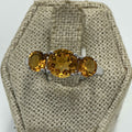 Sterling Silver Three Stone Citrine Ring – Size 8 – Abundance, Joy & Manifestation | Rings | Wiccan Center