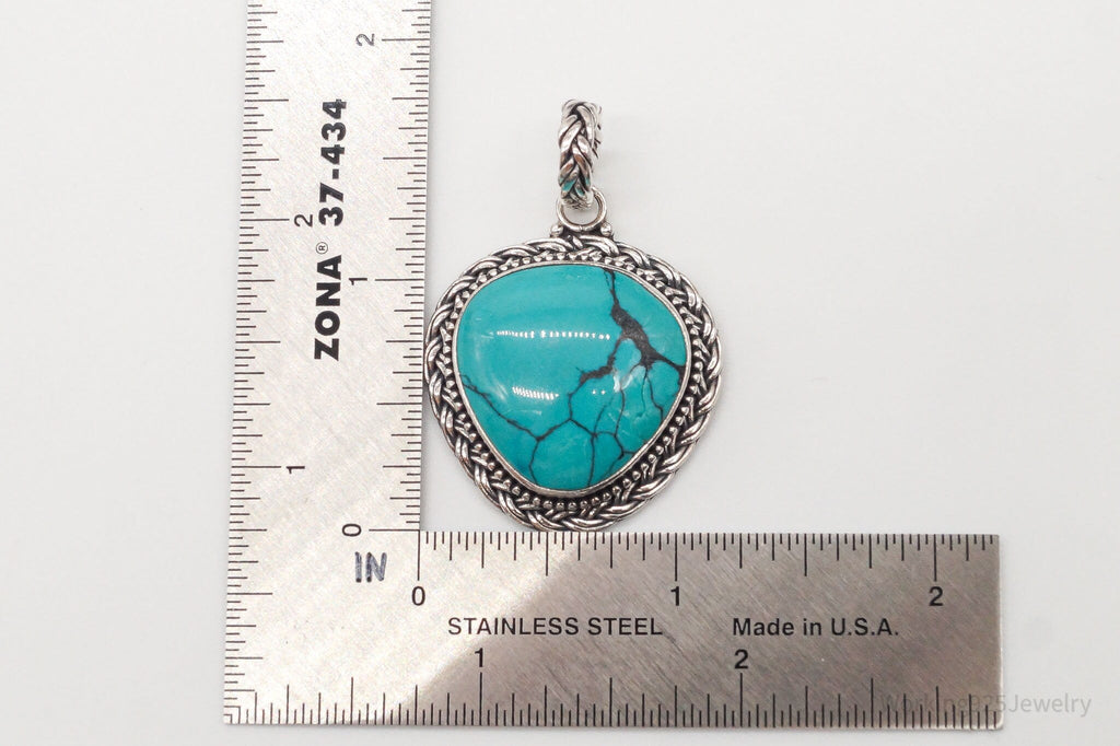 Large Vintage Designer Barse Turquoise Western Sterling Silver Pendant | Jewelry > Necklaces > Pendants | Wiccan Center
