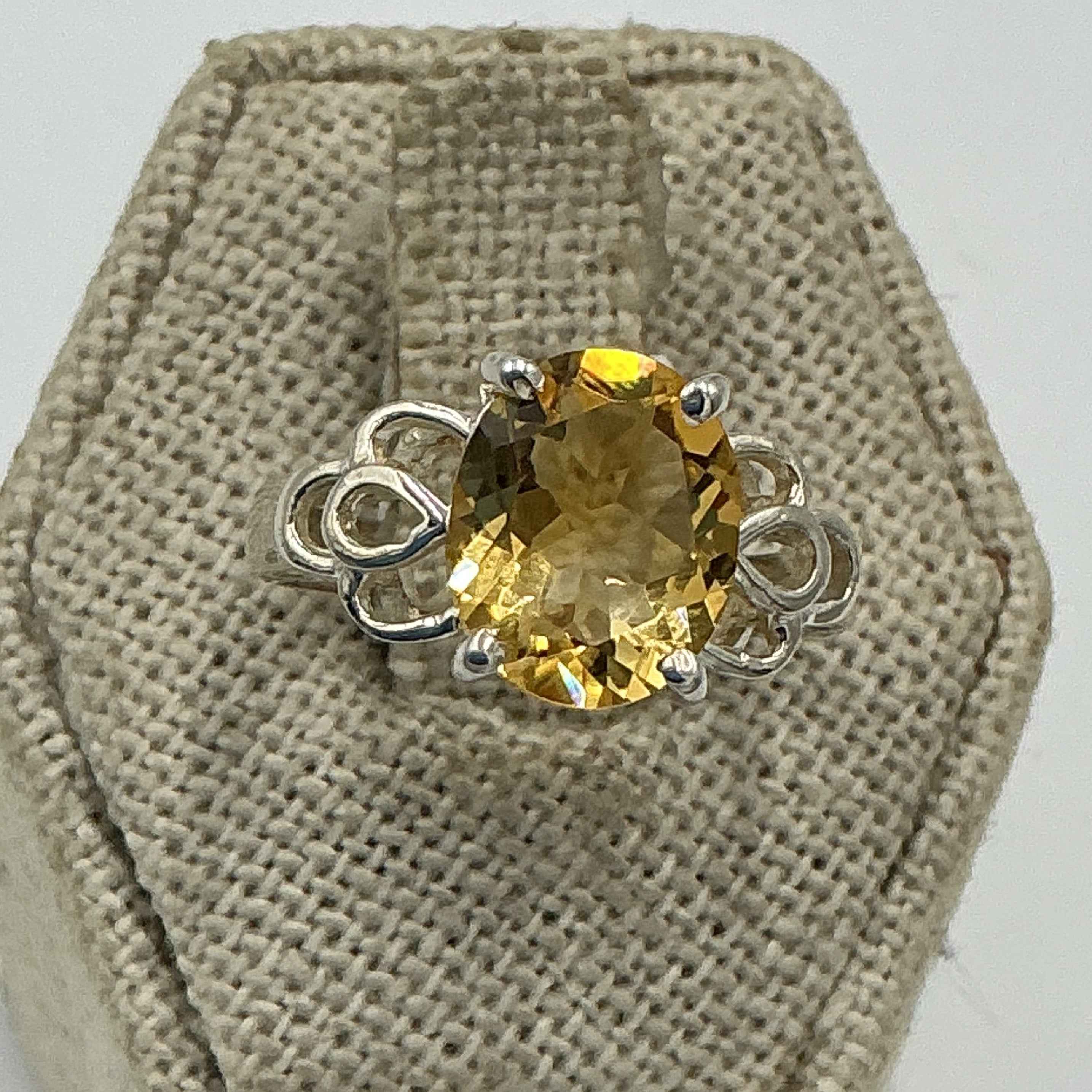 Sterling Silver Oval Citrine Floral Filigree Ring – Size 8 – Abundance, Joy & Confidence | Rings | Wiccan Center
