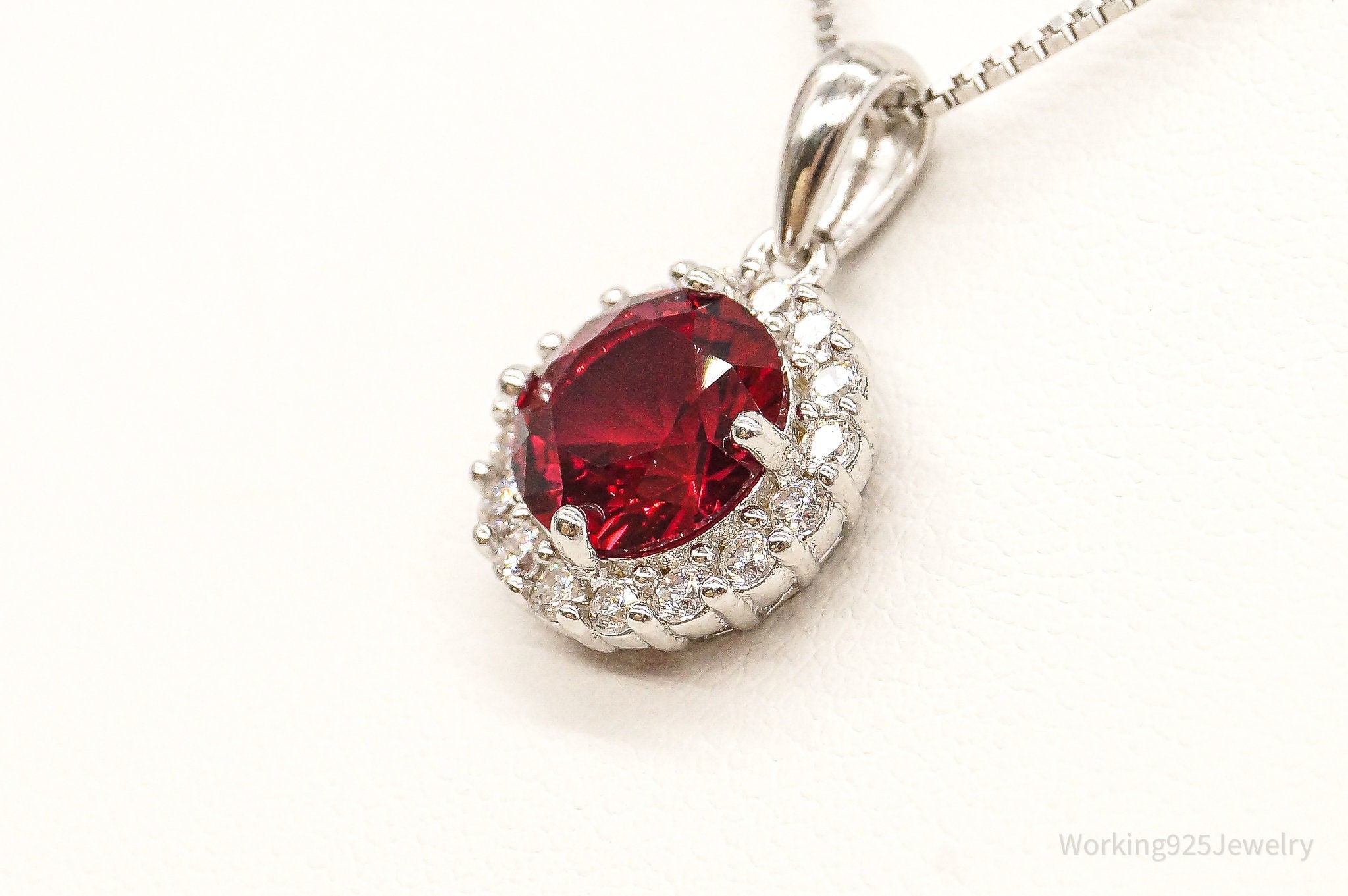 Red & White Cubic Zirconia Sterling Silver Necklace | Jewelry > Necklaces > Pendants | Wiccan Center