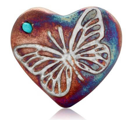 Mini Raku Heart - Butterfly | Hearts | Wiccan Center